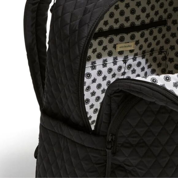 Vera Bradley Black Moonless Night Quilted Polyester Large Laptop Backpack 31 L - Picture 10 of 13